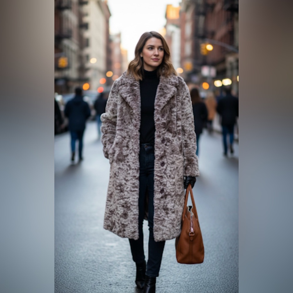 Vintage UTEX faux fur purple lilac coat Size S